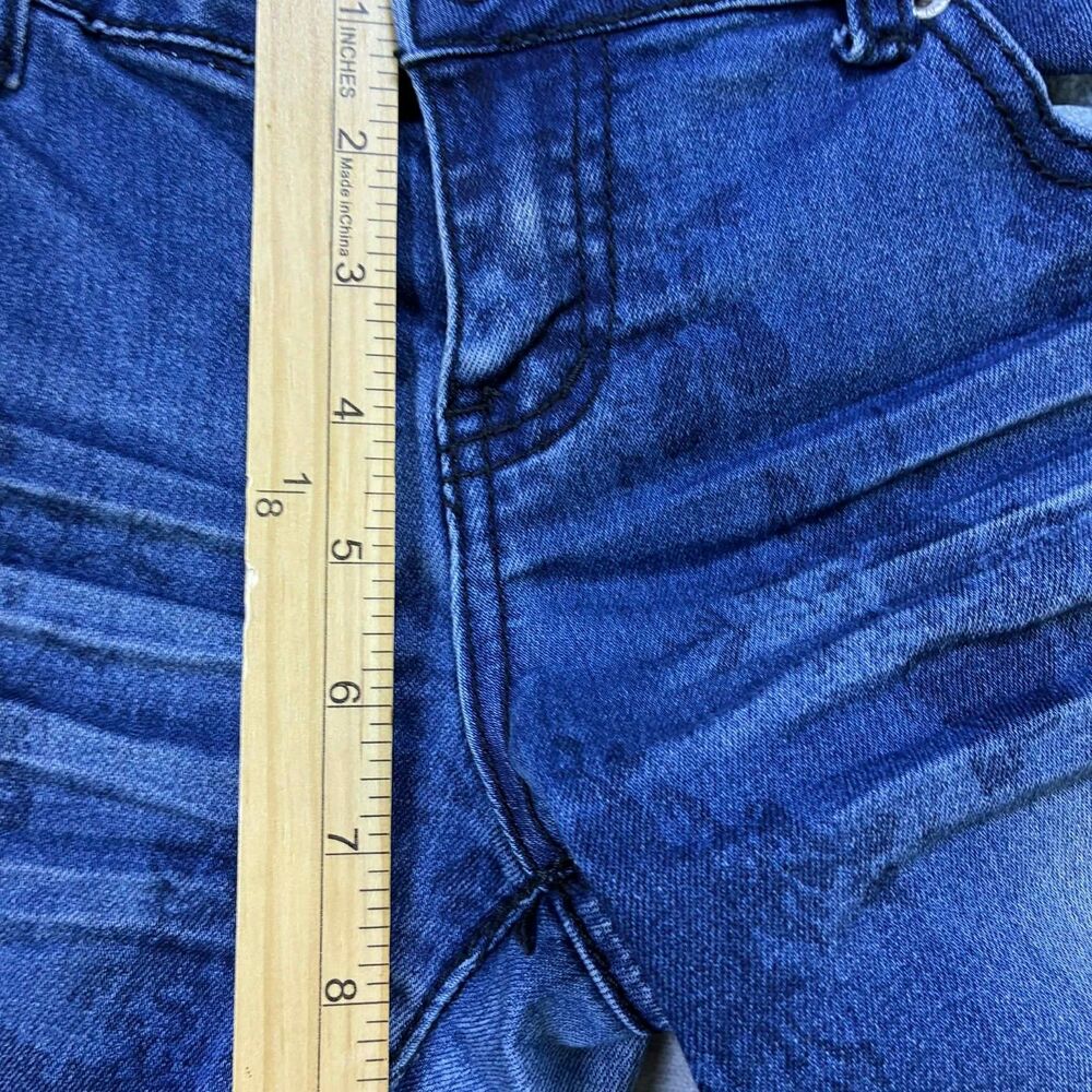 Twenty One Black Jeans Womens 5/6 Skinny Blue Floral Stretch Denim Low Rise Y2K - Picture 9 of 10